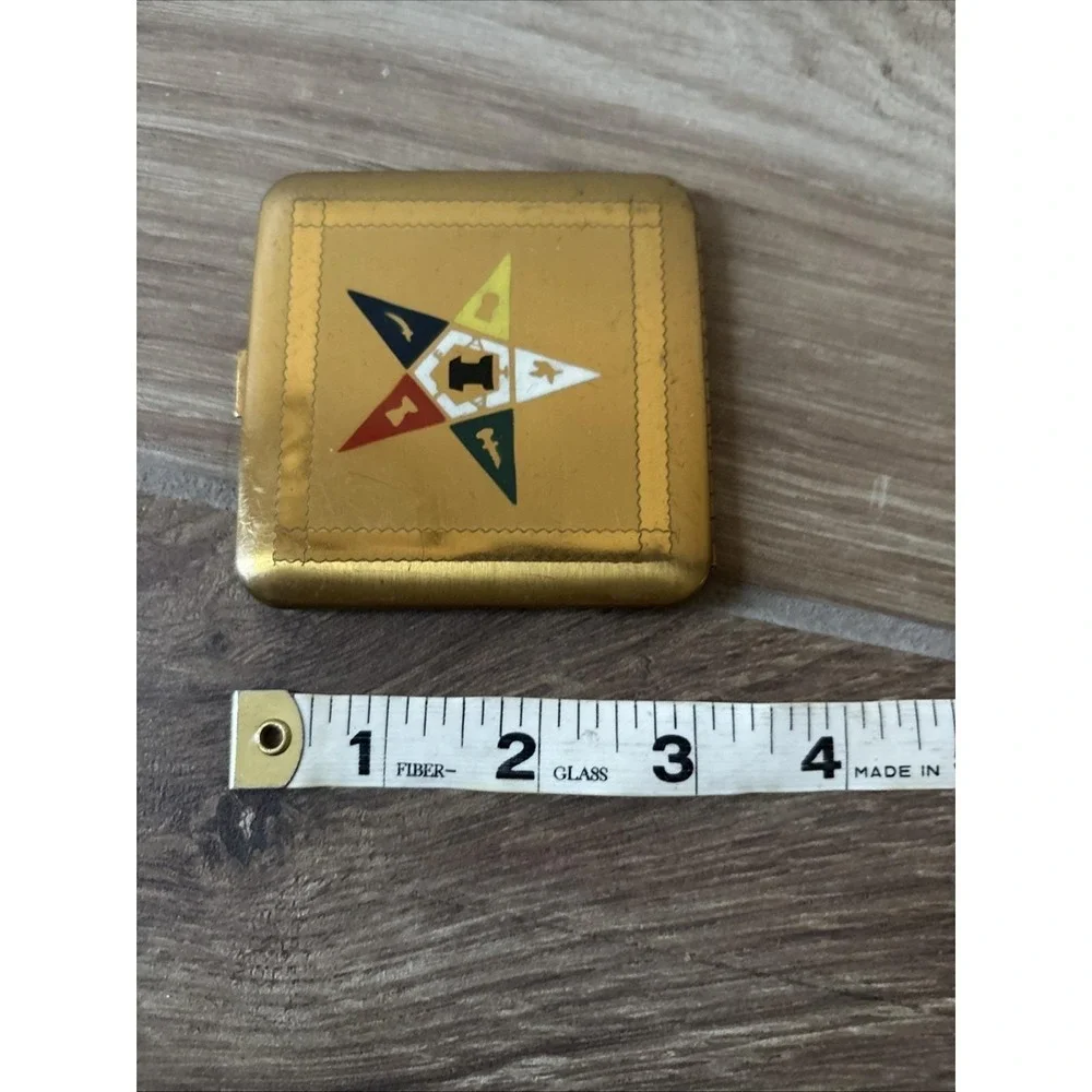 Vtg‎ 40s Eastern Star Square Makeup Compact Dorsey 5th Avenue Gold tone Mason 3